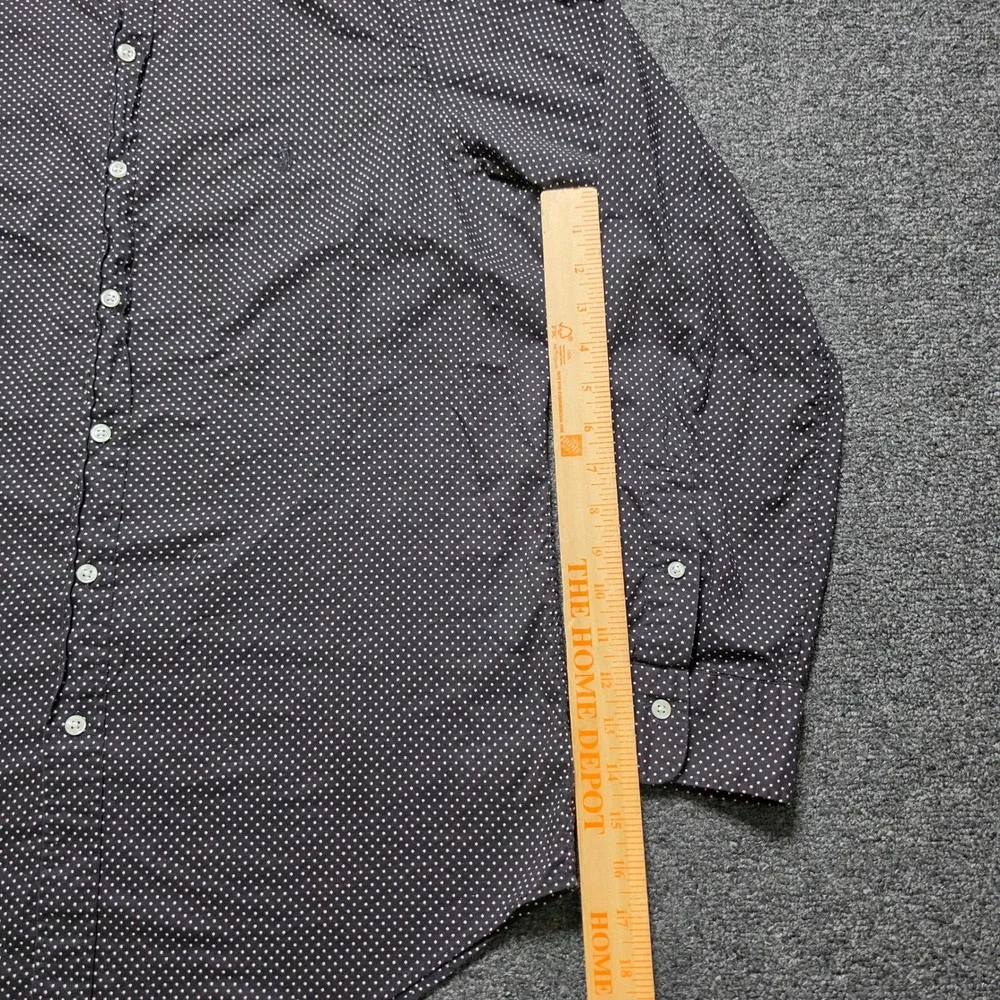 Polo Ralph Lauren Button Down Shirt Black White Polka Dot Mens Large Cotton Pony